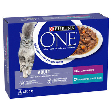 Purina ONE Adult Mini Fillets Wet Cat Food - Ocean Fish & Lamb with Carrots