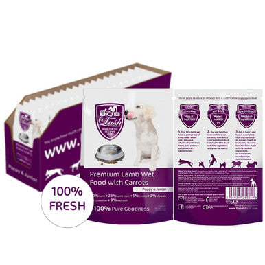 Bob and Lush Grain-free Puppy Wet Dog Food in Pouches - Lamb