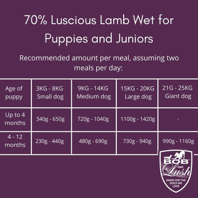 Bob and Lush Grain-free Puppy Wet Dog Food in Pouches - Lamb