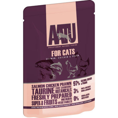 Aatu Grain-free Adult Salmon Chicken & Prawn Wet Cat Food Pouches