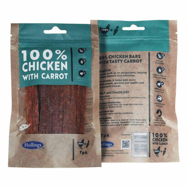 Hollings 100% Chicken bars with Carrot Dog Treat