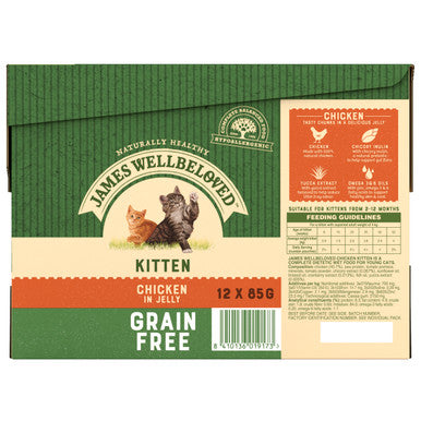 James Wellbeloved Kitten Grain-free Pouches with Chicken in Jelly