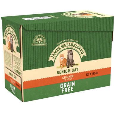 James Wellbeloved Senior Cat Grain-free Pouches with Chicken in Jelly