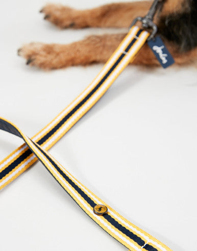 Joules Rosewood Hundehalsband Größe M – Gelb/marineblau, Bequem Mit Lederrücken