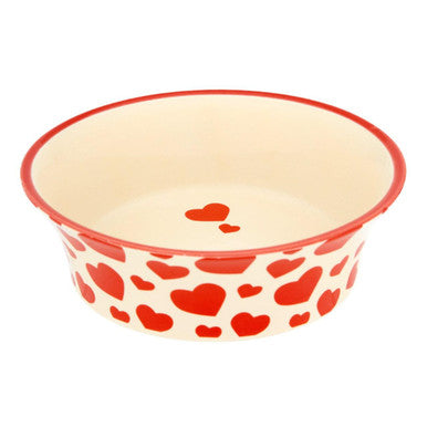 Petface Ceramic Red Heart Cat Bowl Flared