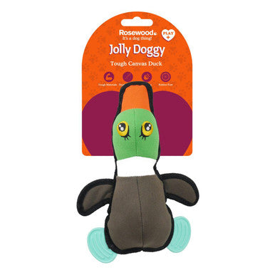 Rosewood Jolly Doggy Tough Canvas Duck With Rubber Feet Dog Toy