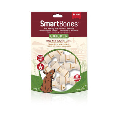 SmartBones Mini Bones Dog Treat Pack of 8 - Chicken