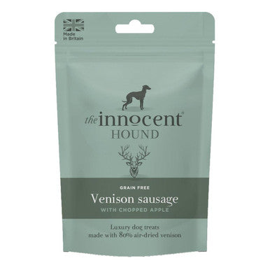 The Innocent Hound Dog Treat Venison Sausages with Chopped Apple