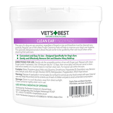 Vet's Best Clean Ear Finger Pads for Dog