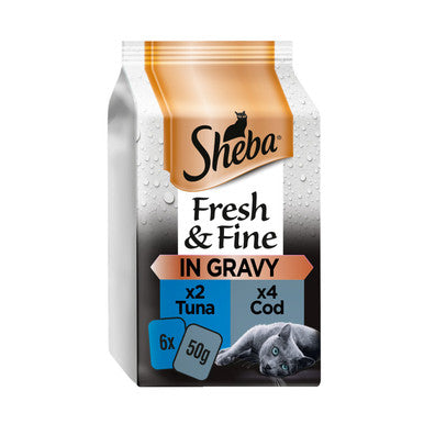 Sheba Fresh and Fine Adult Wet Cat Food Pouches - Fish Collection in Gravy