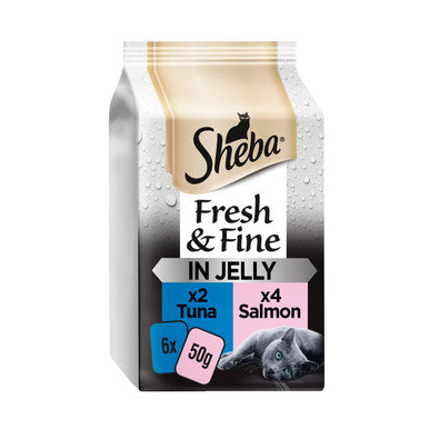 Sheba Fresh and Fine Adult Wet Cat Food Pouches - Tuna & Salmon in Jelly