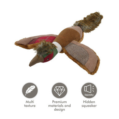 Joules Plush Red Tweed Pheasant Dog Toy