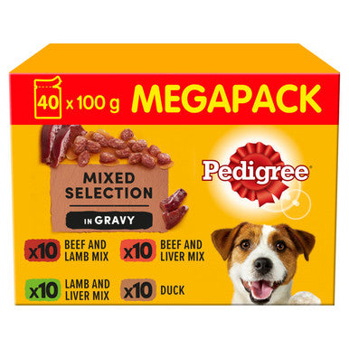 Pedigree Wet Dog Food Pouches - Mixed Selection in Gravy 40 x 100g