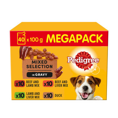 Pedigree Wet Dog Food Pouches - Mixed Selection in Gravy 40 x 100g