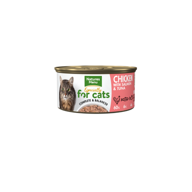 Natures Menu Adult Wet Cat Food in Tin Chicken, Salmon Tuna