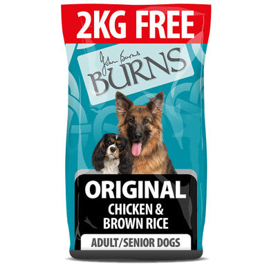 Burns Original Adult/Senior Dry Dog Food - Chicken & Brown Rice 12+2kg Free (14kg)