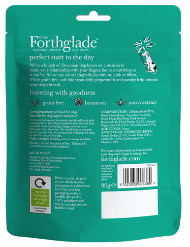 Forthglade Natural Soft Bite Grain-free Fresh Breath Dog Treats - Peppermint & Parsley