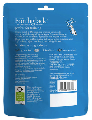 Forthglade Natural Soft Bite Grain-free Training Dog Treats - Chicken with Liver