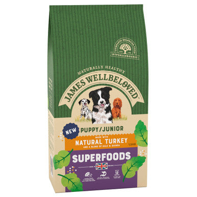 James Wellbeloved Superfoods Puppy/Junior Turkey with Kale & Quinoa