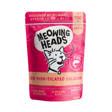 Meowing Heads So-Fish-Ticated Adult Wet Cat Food in Pouches - Salmon, Chicken & Beef