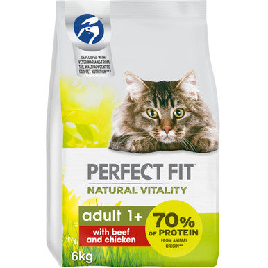 Perfect Fit Natural Vitality Adult 1+ Dry Cat Food - Beef & Chicken