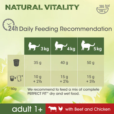 Perfect Fit Natural Vitality Adult 1+ Dry Cat Food - Beef & Chicken