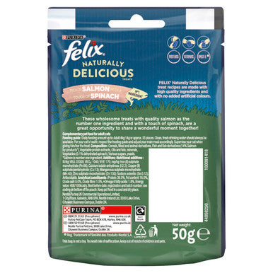 Felix Naturally Delicious Adult Cat Treats - Salmon & Spinach