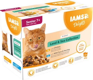 Iams Delights Senior Wet Cat Food - Land & Sea Collection in Gravy