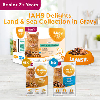 Iams Delights Senior Wet Cat Food - Land & Sea Collection in Gravy