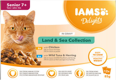 Iams Delights Senior Wet Cat Food - Land & Sea Collection in Gravy