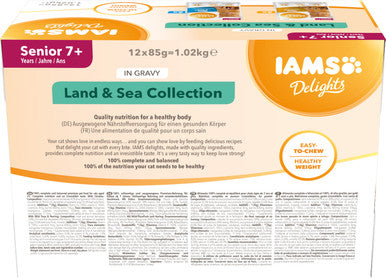 Iams Delights Senior Wet Cat Food - Land & Sea Collection in Gravy