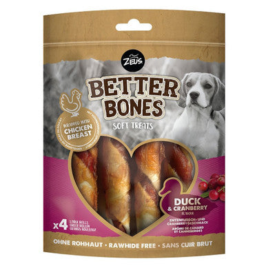 Zeus Better Bones Large Rolls Dog Treats - Duck & Cranberry