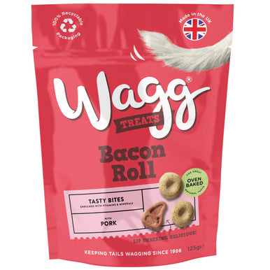 Wagg Tasty Bites Bacon Roll Dog Treats - Pork