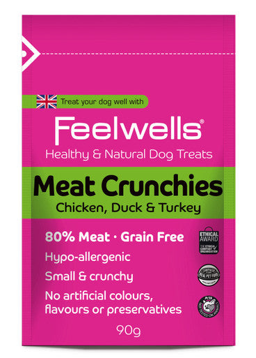 Feelwells Meat Crunchies Grain-free Puppy Dog Treats - Chicken, Duck & Turkey