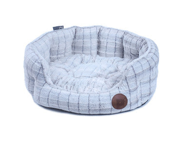 Petface White Plush Oval Small Dog Bed