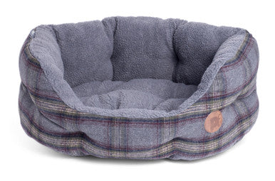 Petface Tweed Oval Dog Bed - Grey