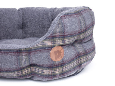 Petface Tweed Oval Dog Bed - Grey