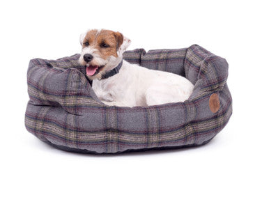 Petface Tweed Oval Dog Bed - Grey