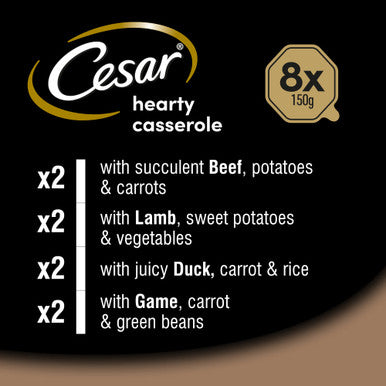 Cesar Hearty Casserole Adult Wet Dog Food in Trays - Mixed Selection