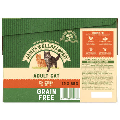 James Wellbeloved Grain-free Adult Wet Cat Food in Pouches - Chicken in Jelly