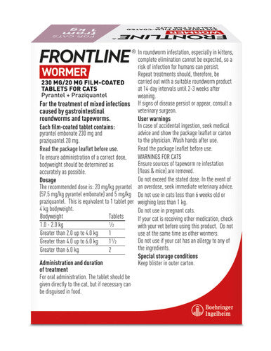 Frontline Wormer Film-Coated Tablets for Cats