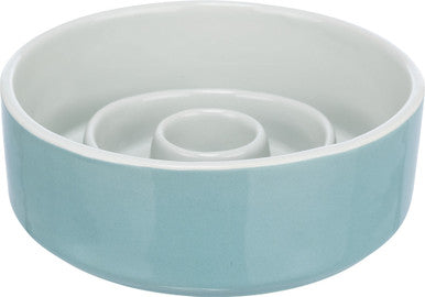 Trixie Slow Feeding Ceramic Dog Bowl - Grey/Blue