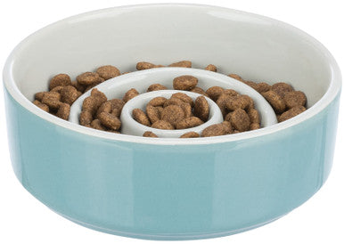 Trixie Slow Feeding Ceramic Dog Bowl - Grey/Blue