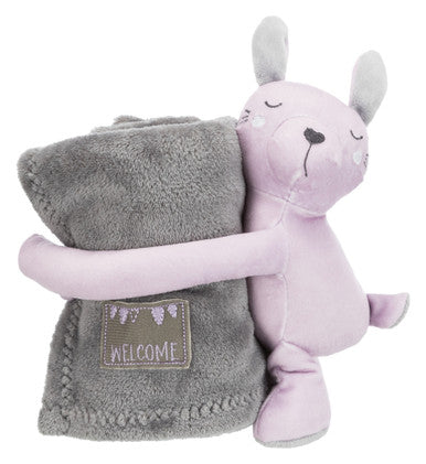 Trixie Junior Rabbit and Blanket Cuddly Set for Dogs - Grey & Lilac