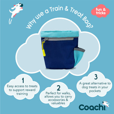 Coachi Train & Treat Bag for Dogs - Navy & Light Blue