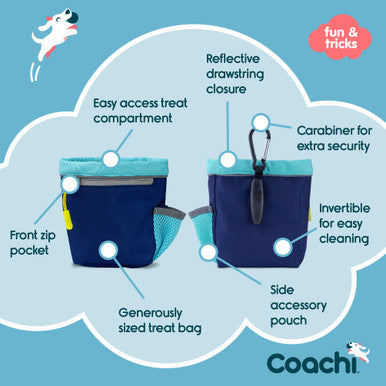 Coachi Train & Treat Bag for Dogs - Navy & Light Blue