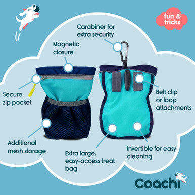 Coachi Pro Train & Treat Bag for Dogs - Navy & Light Blue