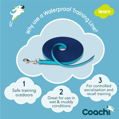 Coachi Waterproof Training Line for Dogs - Navy & Blue