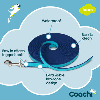 Coachi Waterproof Training Line for Dogs - Navy & Blue