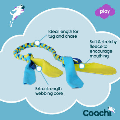 Coachi Tuggi Tug Toy for Dogs - Navy, Lime & Light Blue